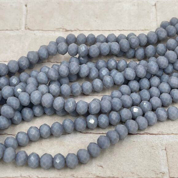 Opaque Gray Crystal Glass Rondelle 6x4mm Beads: Full Strand Chinese Crystal - Picture 1 of 3